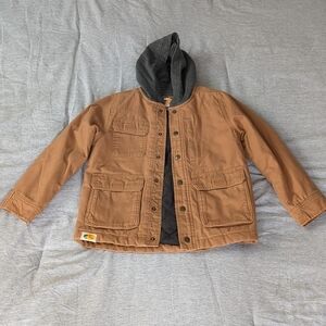 NWOT Kids Canvas Hooded Bass Pro Shops Work Coat Jacket Size M